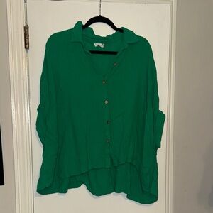 Vestique Emerald Button-Down Blouse
